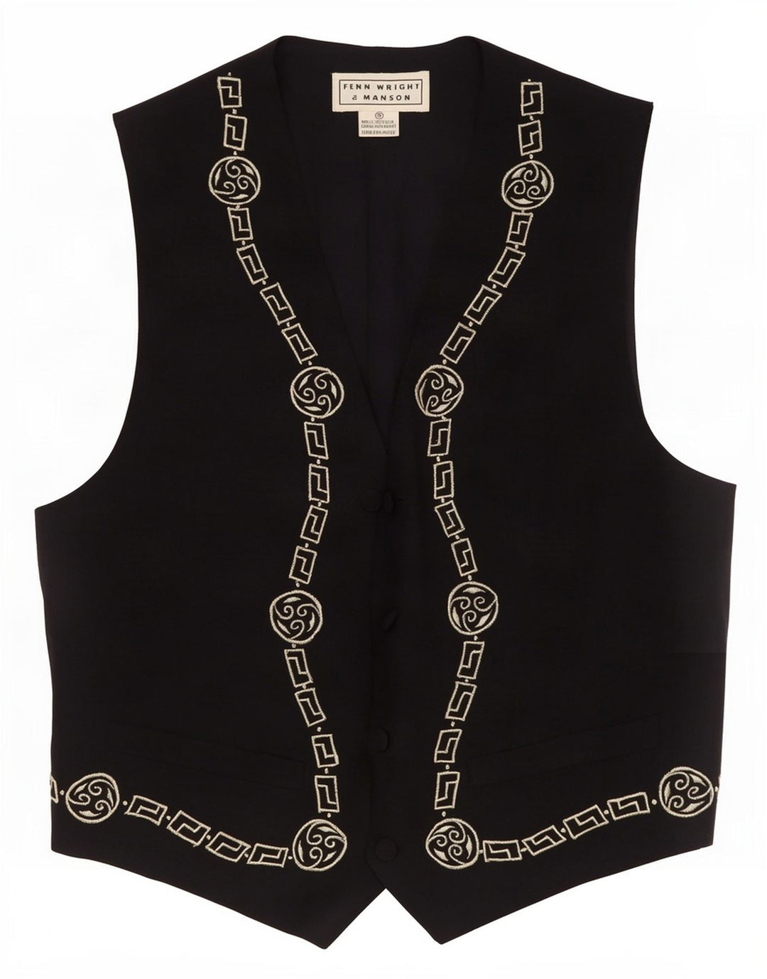 Fenn Wright Manson Womens Waistcoat UK 10 Small Black Geometric Silk