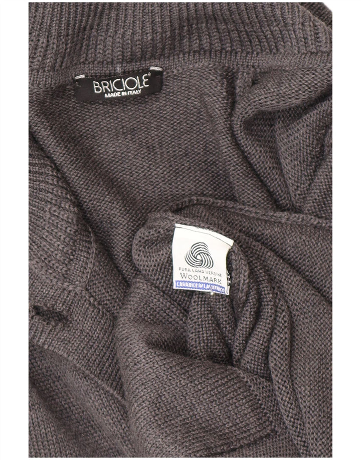 Womens Longline Cardigan Sweater UK 14 Medium Grey Virgin Wool