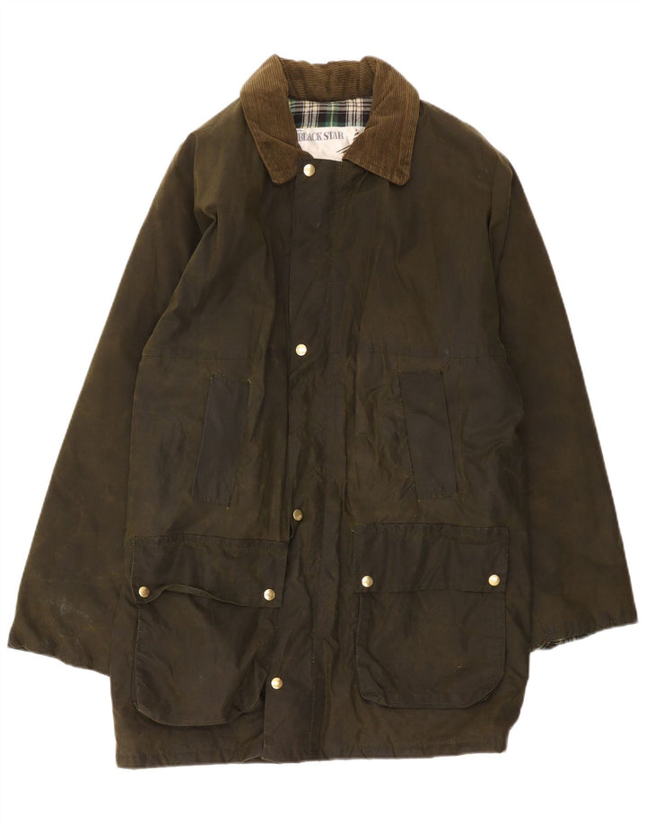 Vintage Mens Waxed Cotton Coat UK 38 Medium Khaki