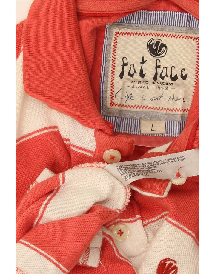 Fat Face Mens Polo Shirt Large Red Striped Cotton