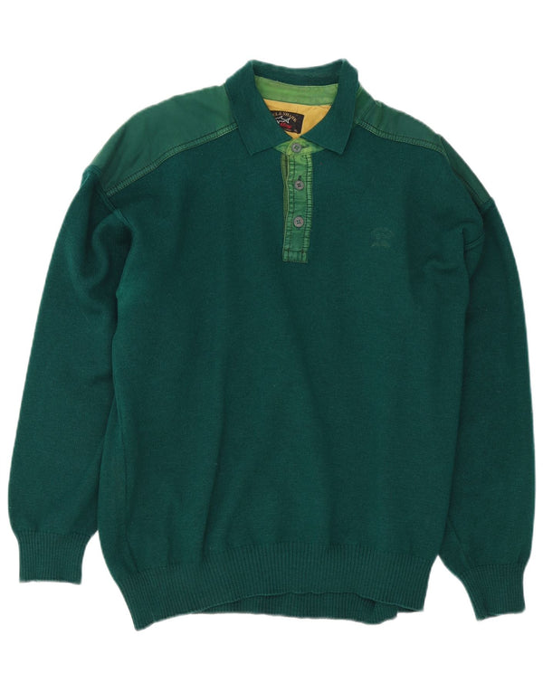 Paul & Shark Mens Yachting Polo Neck Jumper Sweater XL Green Wool