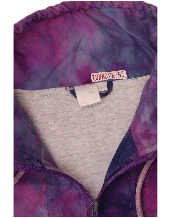 Vintage Womens Tracksuit Top Jacket UK 16 Large Multicoloured Tie Dye