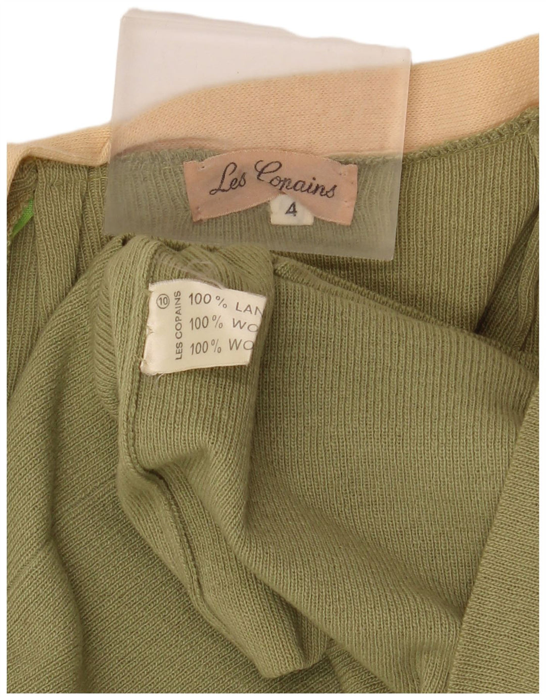 LES COPAINS Womens Cardigan Sweater UK 4 XS Khaki Wool