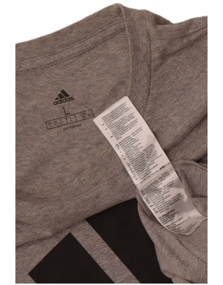 ADIDAS Mens Graphic T-Shirt Top Large Grey Cotton