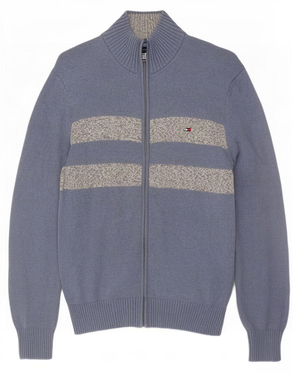 Tommy Hilfiger Mens Cardigan Sweater Medium Blue Colourblock Cotton