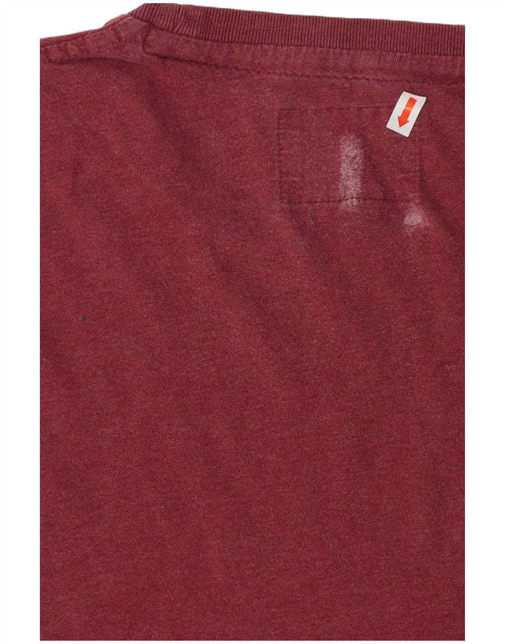 SUPERDRY Mens T-Shirt Top Medium Burgundy Cotton
