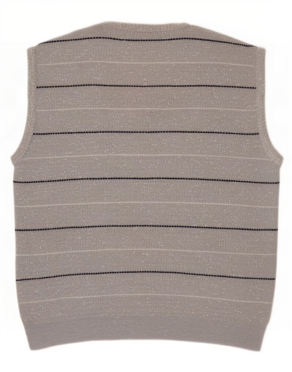 Vintage Mens Vest Tank Top Large Grey Striped