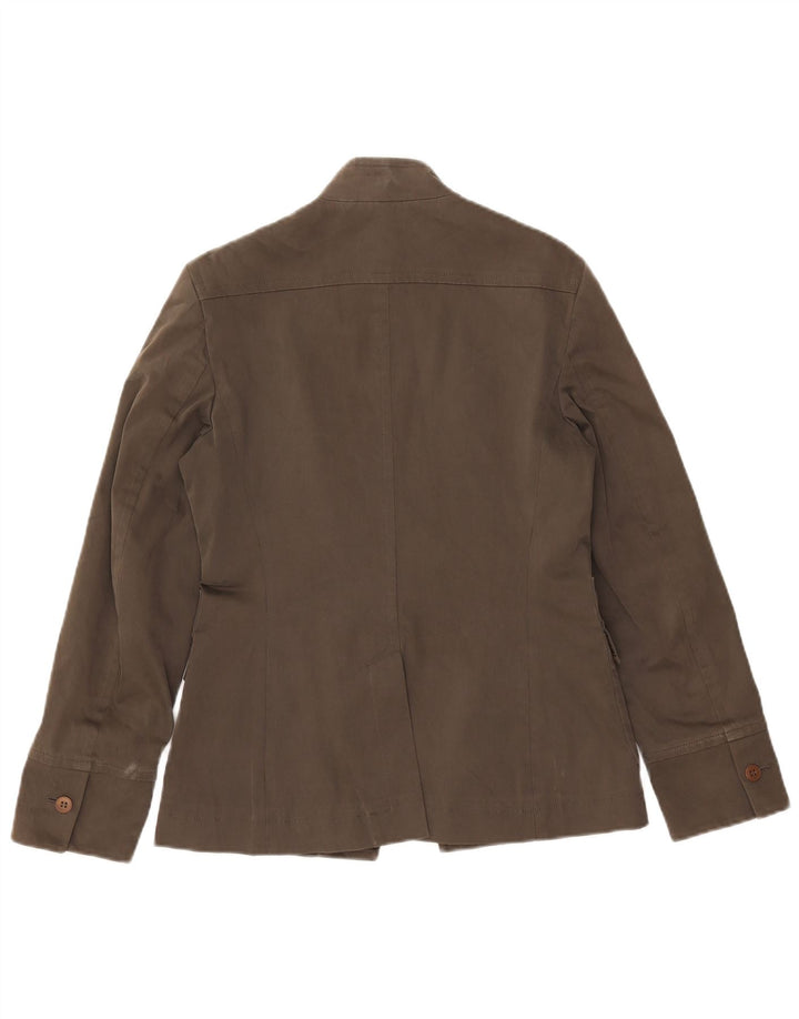 Marella Womens Blazer Jacket UK 10 Small Brown Cotton