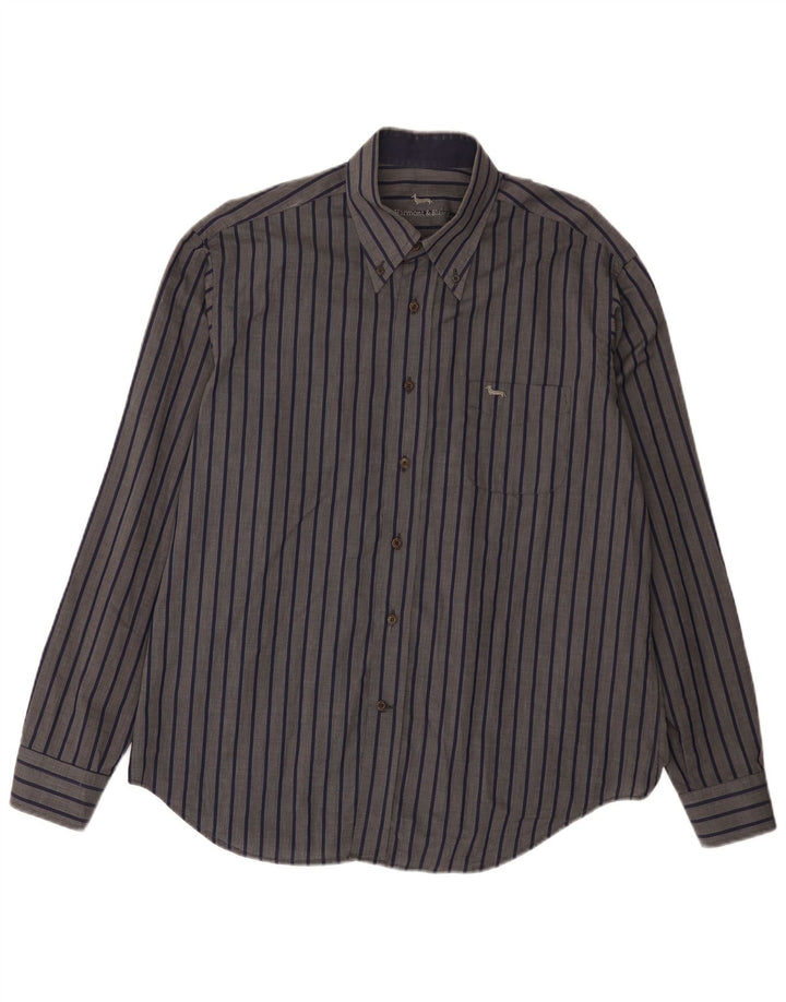 Harmont & Blaine Mens Shirt 2XL Grey Striped Cotton