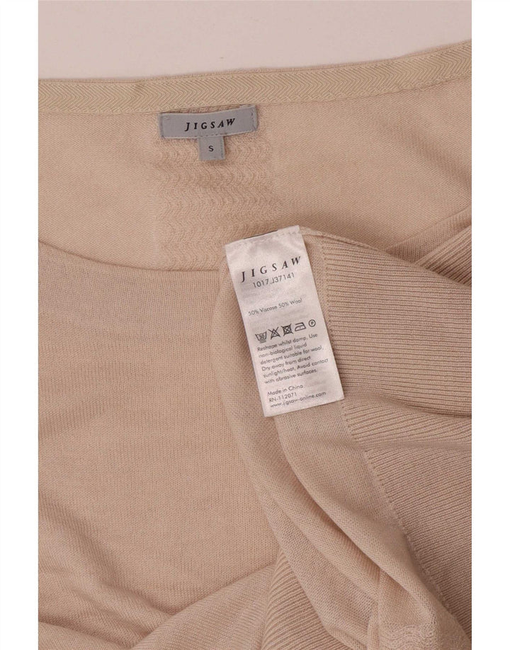 Jigsaw Womens Oversized Boat Neck Jumper Sweater UK 10 Small Beige Viscose