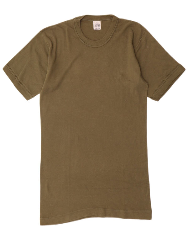 Vintage Mens T-Shirt Top Medium Khaki Cotton