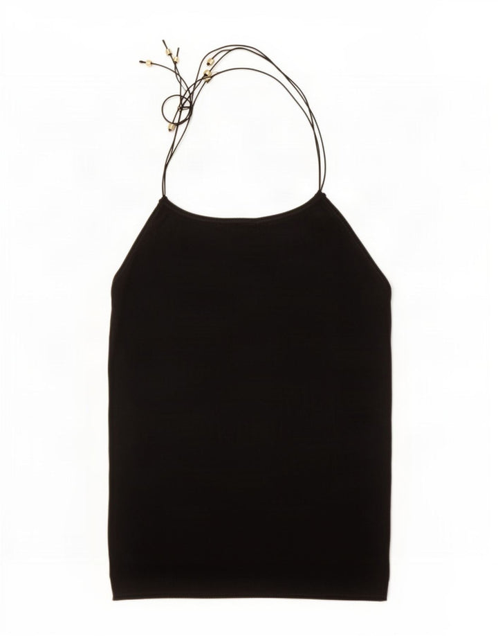 Massimo Dutti Womens Knit Halter Top UK 12 Medium Black