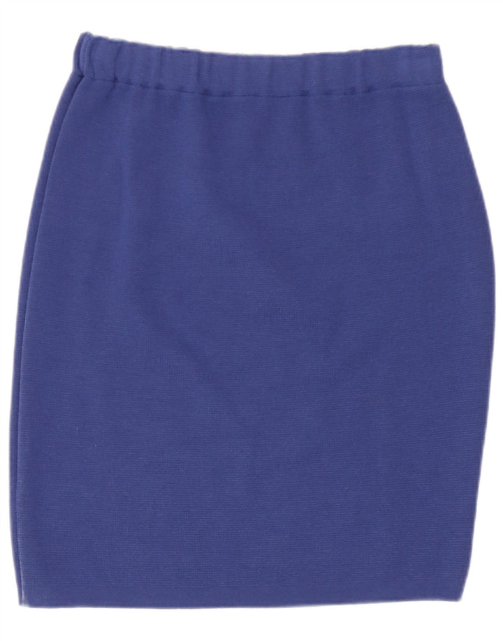 Vintage Womens Knit Pencil Skirt Large W32  Blue Virgin Wool