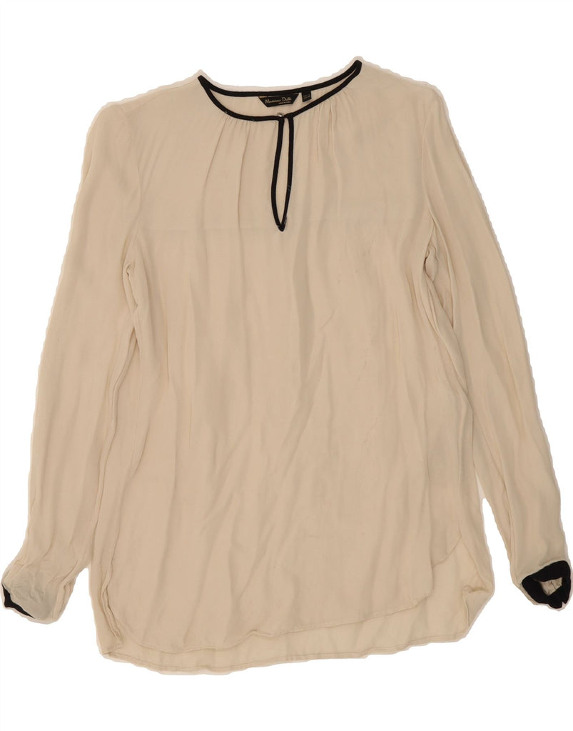 MASSIMO DUTTI Womens Long Sleeve Blouse Top EU 34 2XS Off White Viscose Vintage Massimo Dutti and Second-Hand Massimo Dutti from Messina Hembry 