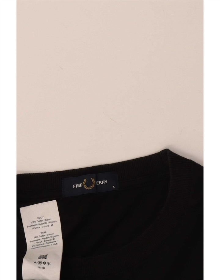 Fred Perry Mens T-Shirt Top Large Black Cotton