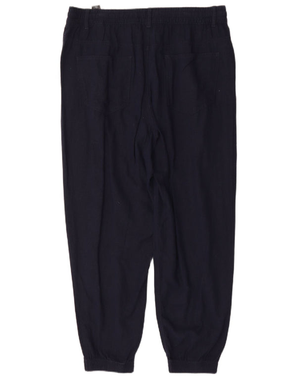 Marks & Spencer Womens Casual Trousers UK 16 Large W32 L27 Navy Blue