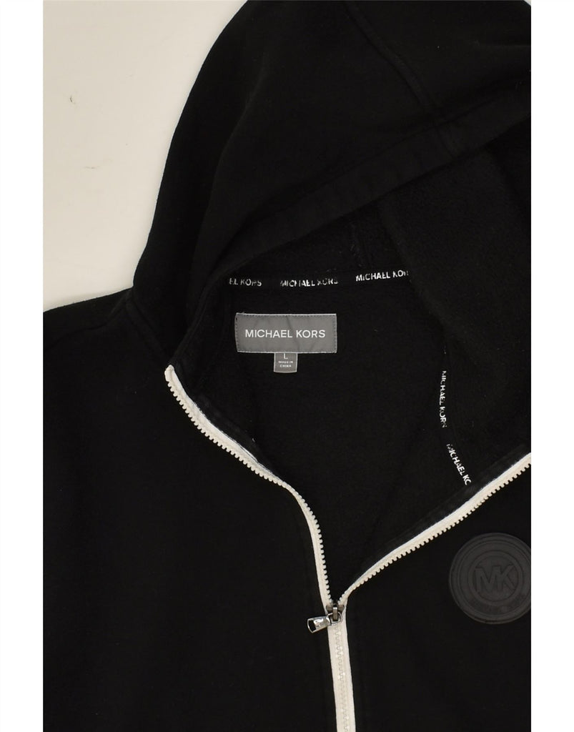 MICHAEL KORS Mens Graphic Zip Hoodie Sweater Large Black Cotton | Vintage Michael Kors | Thrift | Second-Hand Michael Kors | Used Clothing | Messina Hembry 