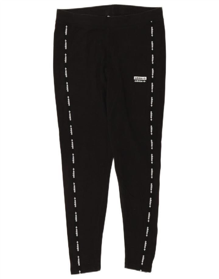 ADIDAS Womens Graphic Leggings UK 18 XL Black Cotton