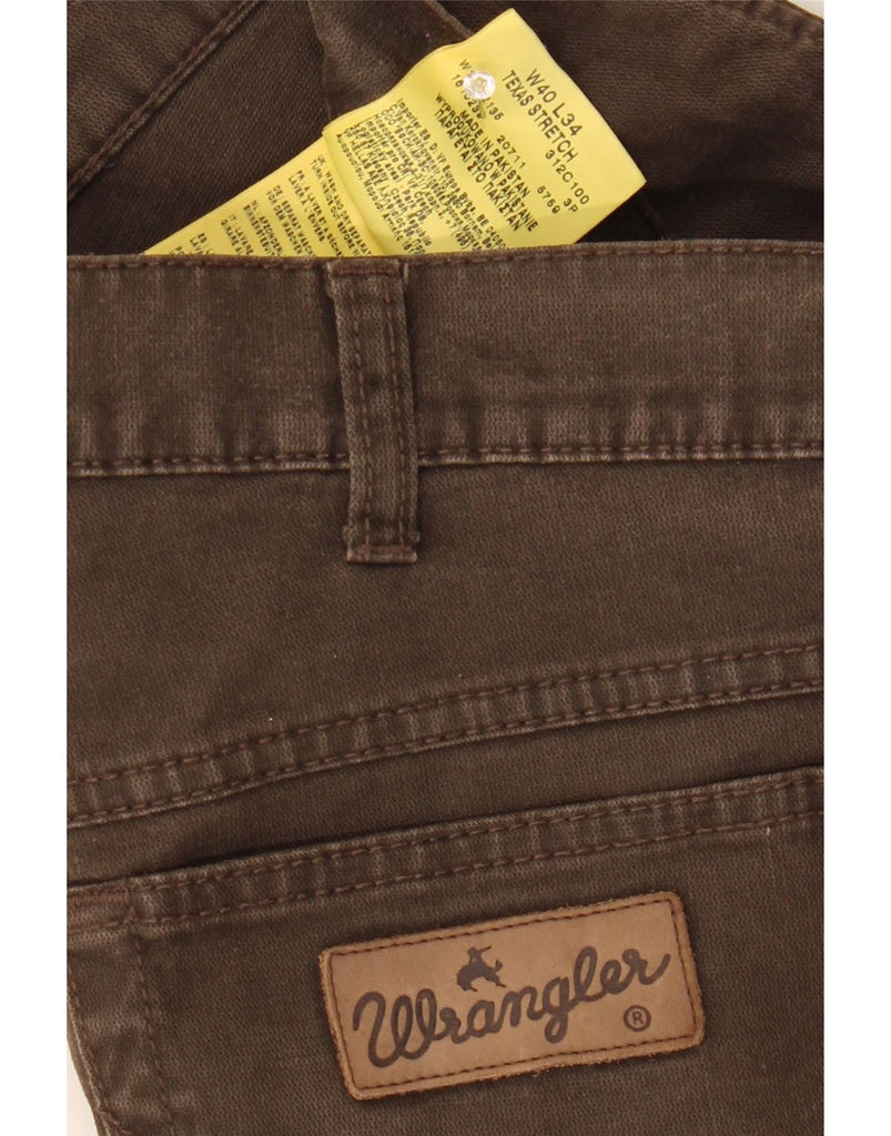 WRANGLER Mens Texas Stretch Straight Jeans W40 L28 Brown Cotton Vintage Wrangler and Second-Hand Wrangler from Messina Hembry 