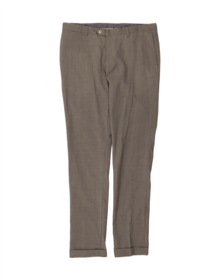 ZARA Mens Slim Suit Trousers EU 42 Large W32 L34 Grey Wool Vintage Zara and Second-Hand Zara from Messina Hembry 