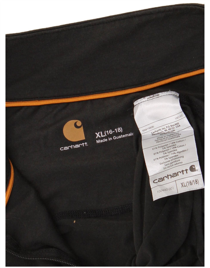 Carhartt Womens Zip Neck Top Long Sleeve US 16/18 XL Black Polyester