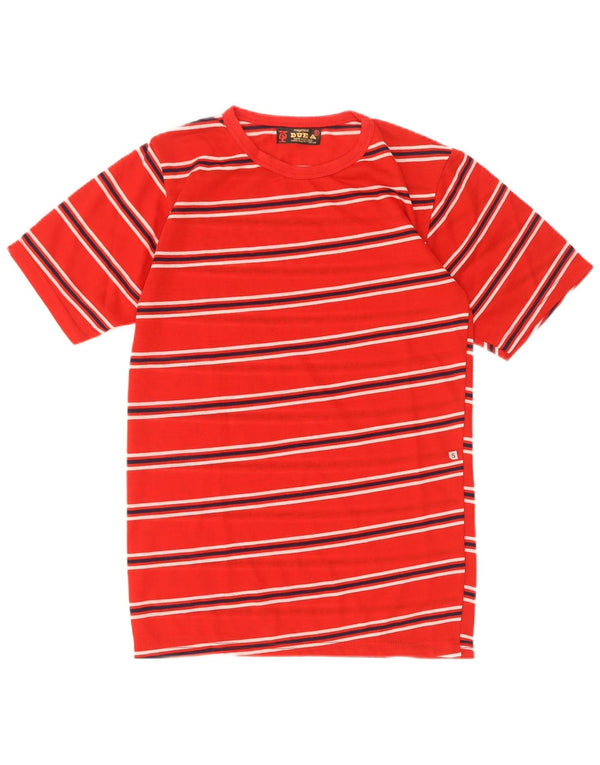 Vintage Mens T-Shirt Top Small Red Striped Acrylic