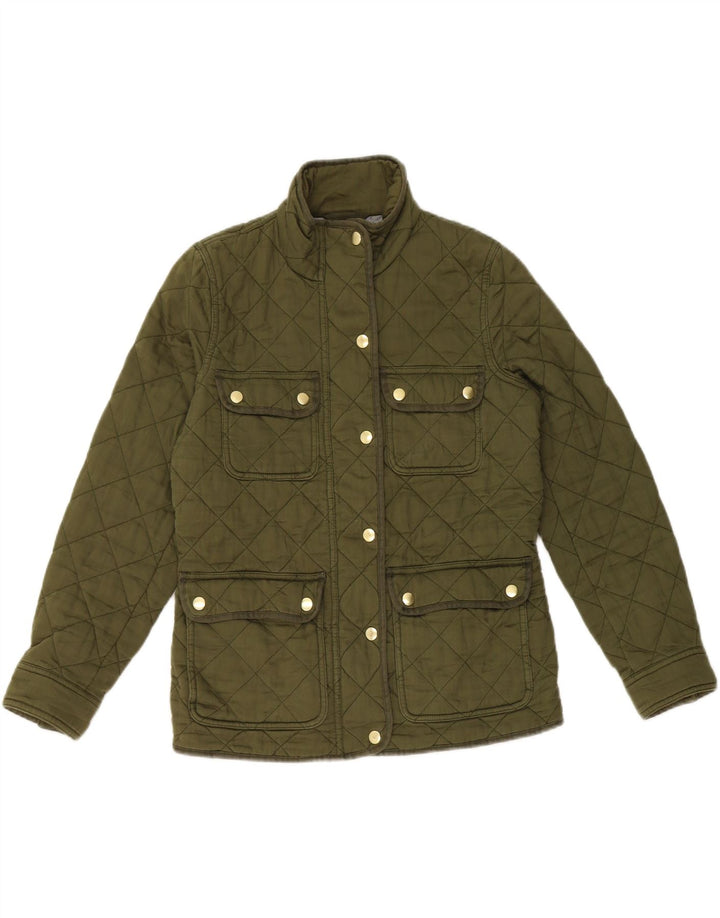 J. CREW Womens Quilted Jacket UK 10 Small Khaki Cotton