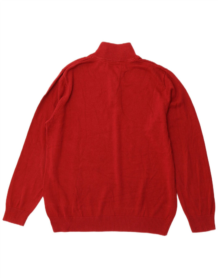NAUTICA Mens Zip Neck Jumper Sweater Large Red Cotton