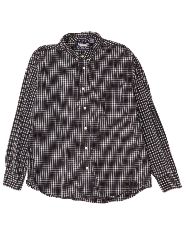 Chaps Mens Custom Fit Shirt 2XL Black Check Cotton