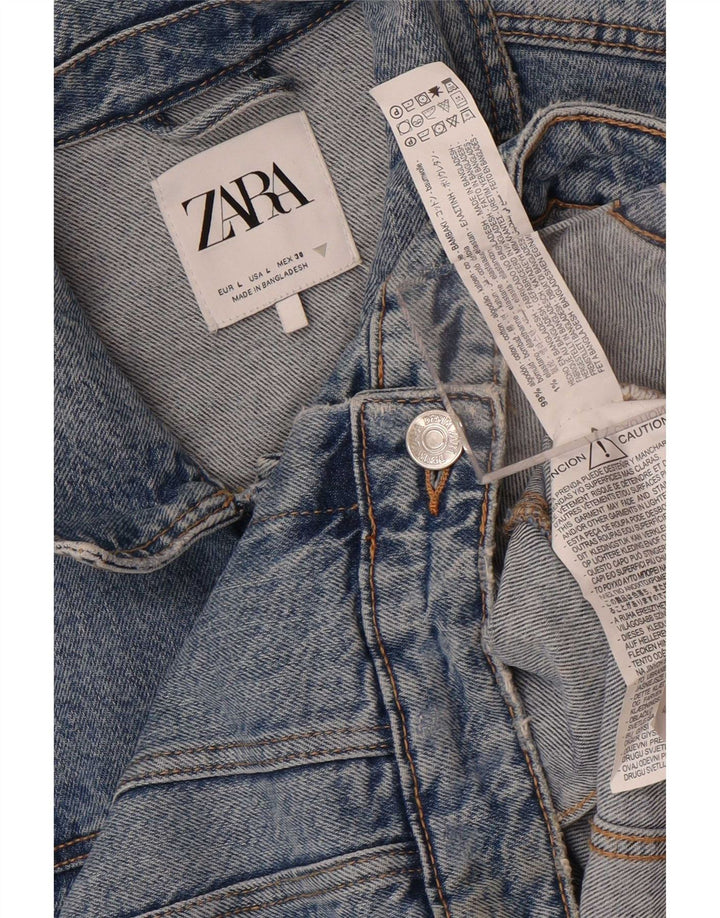 Zara Womens Denim Jacket UK 14 Large Blue Cotton