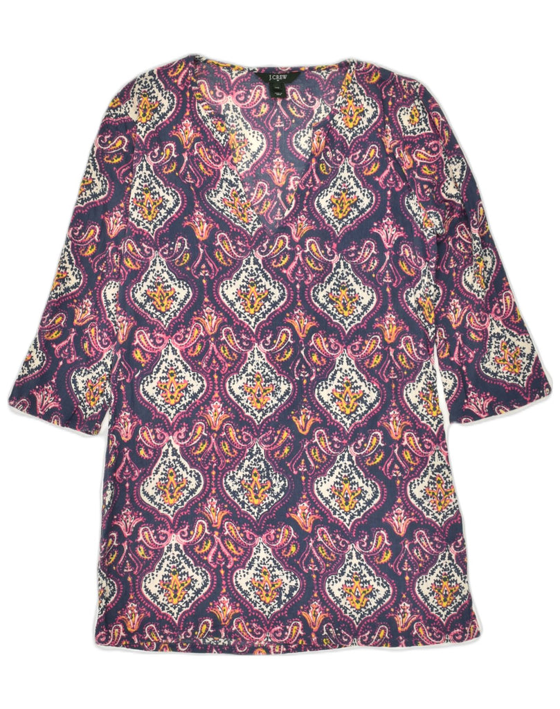 J. CREW Womens Loose Fit 3/4 Sleeve A-Line Dress US 00 2XS Purple Paisley | Vintage J. Crew | Thrift | Second-Hand J. Crew | Used Clothing | Messina Hembry 