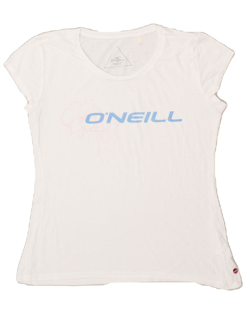 O'NEILL Womens Graphic T-Shirt Top UK 14 Large White | Vintage O'Neill | Thrift | Second-Hand O'Neill | Used Clothing | Messina Hembry 