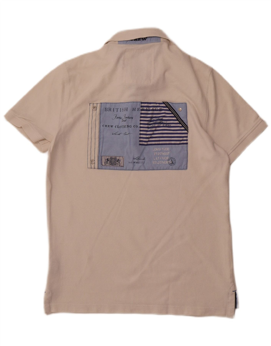 CREW CLOTHING Mens Graphic Polo Shirt Medium White Cotton