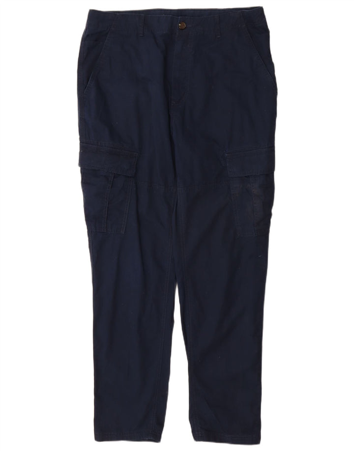 Marks & Spencer Mens Slim Cargo Trousers W36 L31 Navy Blue Cotton