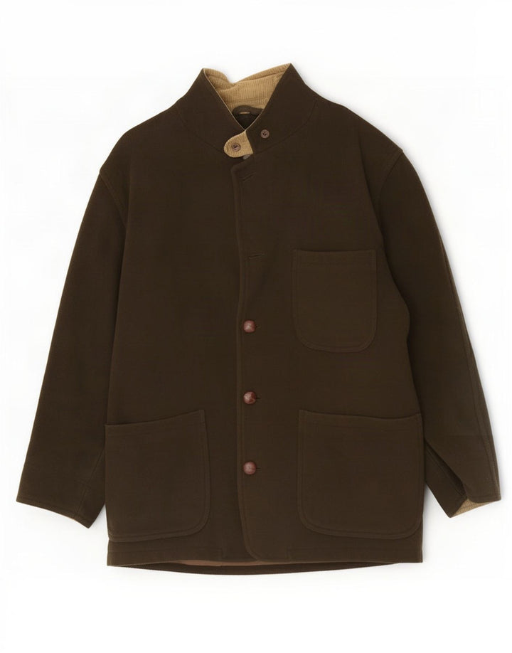 Henry Cottons Mens Overcoat IT 48 Medium Khaki Wool