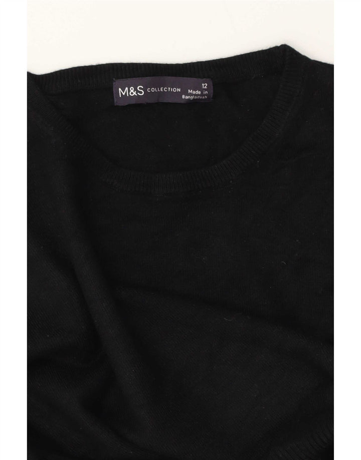 Marks & Spencer Womens Crew Neck Jumper Sweater UK 12 Medium Black