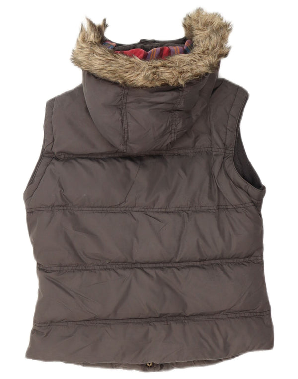 Jack Wills Womens Padded Gilet UK 10 Small Grey Nylon