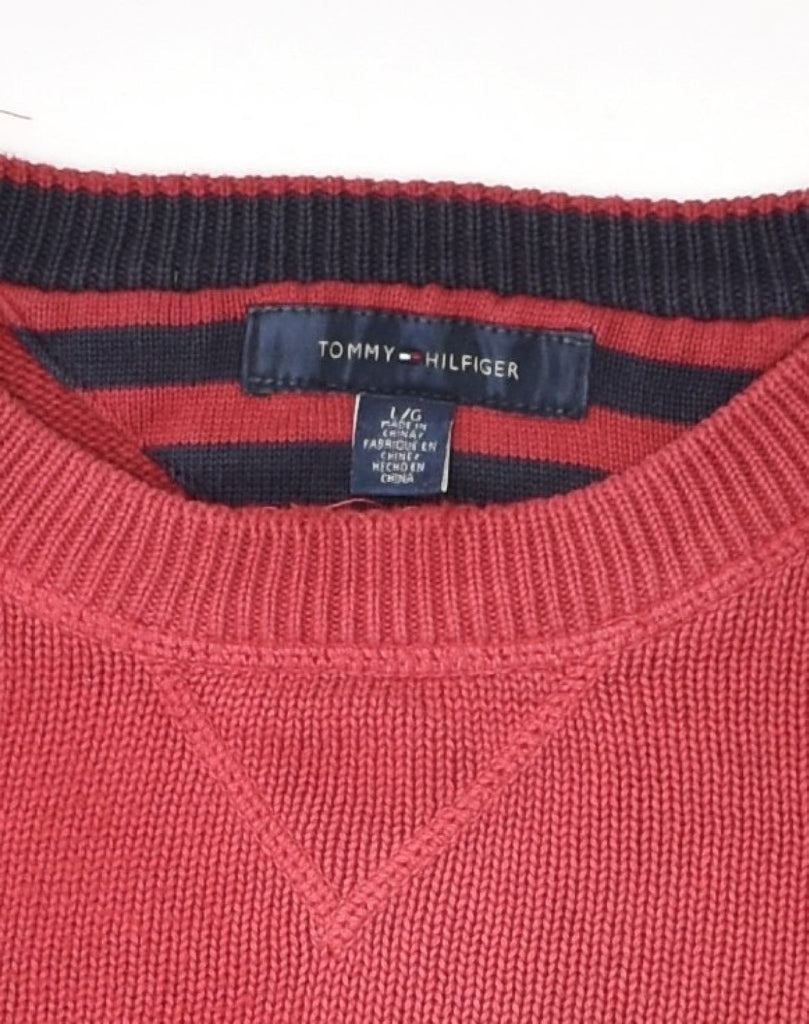 TOMMY HILFIGER Mens Crew Neck Jumper Sweater Large Red Cotton | Vintage Tommy Hilfiger | Thrift | Second-Hand Tommy Hilfiger | Used Clothing | Messina Hembry 