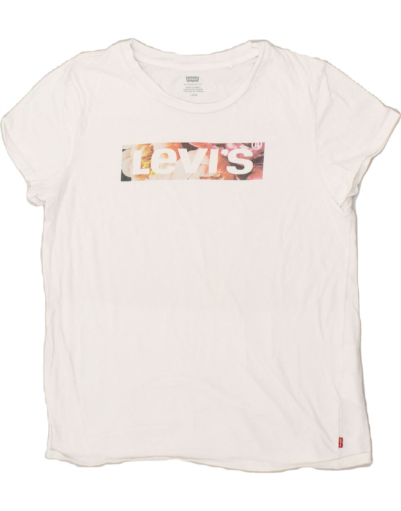 LEVI'S Womens Graphic T-Shirt Top UK 14 Large White Cotton | Vintage Levi's | Thrift | Second-Hand Levi's | Used Clothing | Messina Hembry 