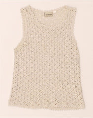 LANDHAUS Womens Sleeveless Knit Blouse Top UK 6 XS Off White