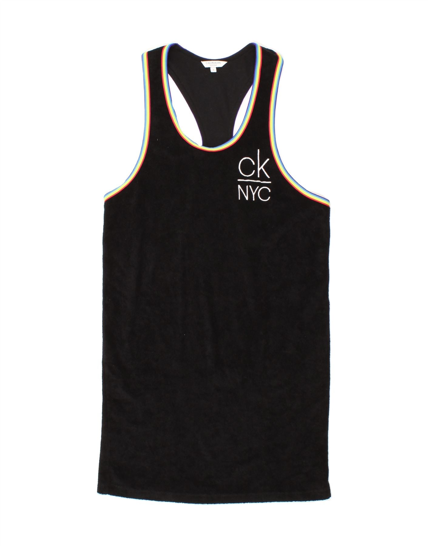 CALVIN KLEIN Womens Sleeveless T-Shirt Dress UK 10 Small Black