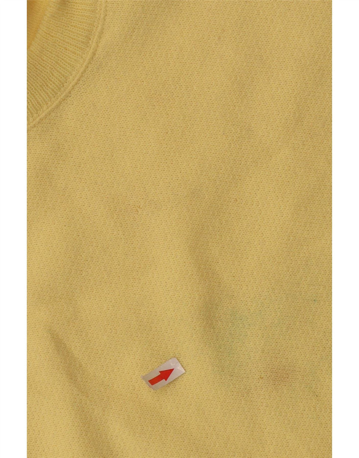 Vintage Mens Polo Neck Sweatshirt Jumper Large Yellow Cotton