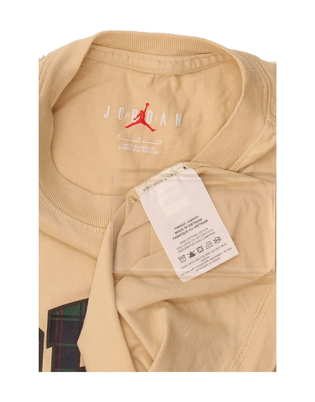 JORDAN Mens Graphic T-Shirt Top Small Beige Cotton Vintage Jordan and Second-Hand Jordan from Messina Hembry 