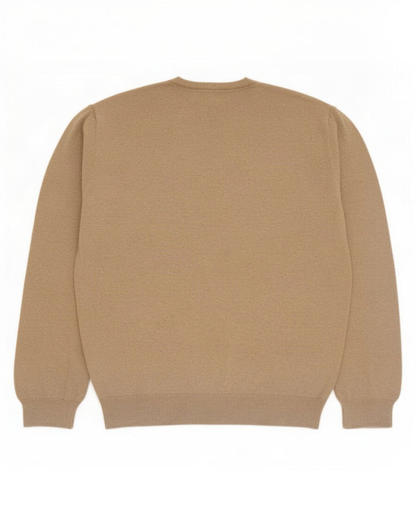 Marks & Spencer Mens Crew Neck Jumper Sweater XL Beige Cotton
