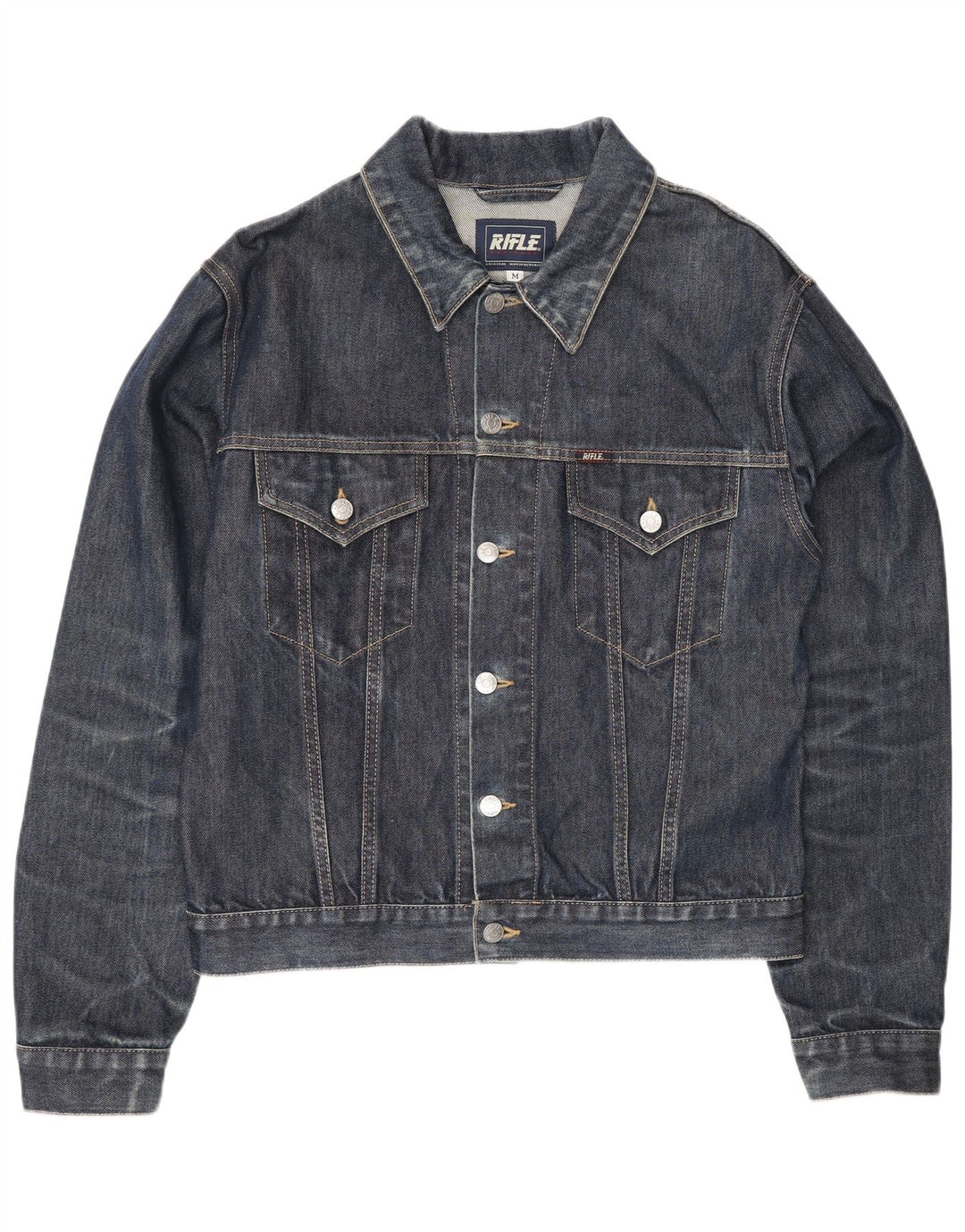 Rifle Mens Denim Jacket UK 38 Medium Navy Blue Cotton