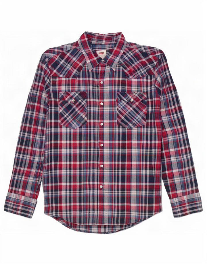 Levi's Mens Flannel Shirt Medium Red Check Cotton