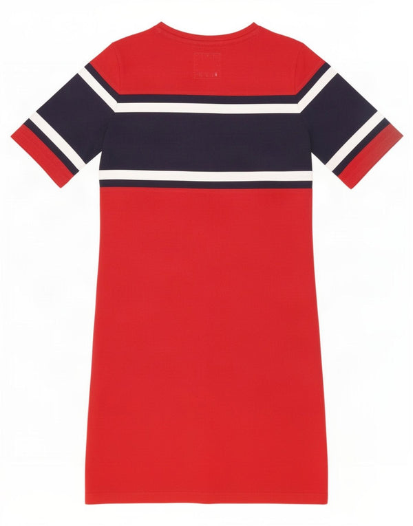 Superdry Womens Graphic T-Shirt Dress UK 8 Small Red Colourblock Cotton