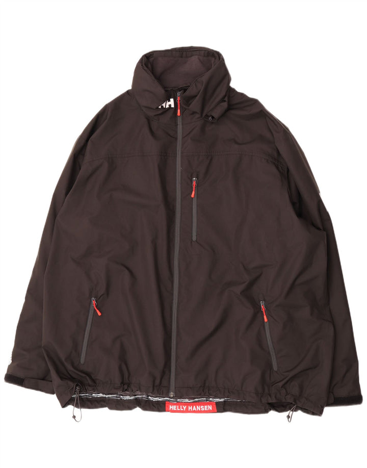 Helly Hansen Mens Graphic Hooded Rain Jacket UK 46 3XL Black Polyester