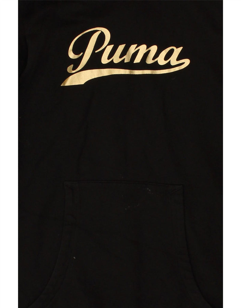 PUMA Womens Graphic Long Sleeve Hoodie Dress UK 8 Small Black Cotton | Vintage Puma | Thrift | Second-Hand Puma | Used Clothing | Messina Hembry 