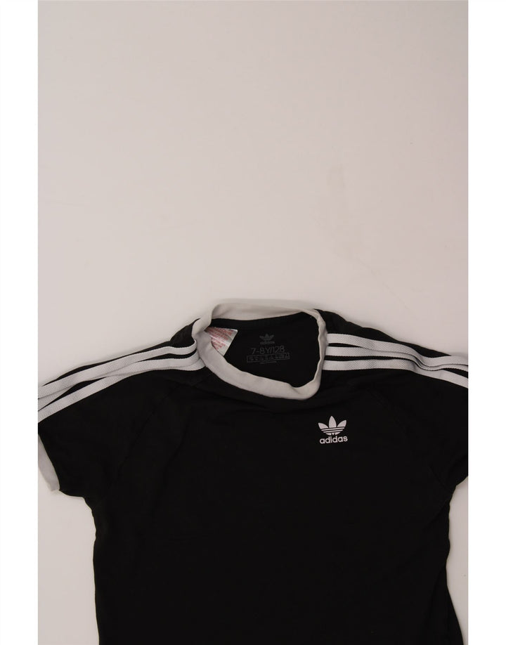 ADIDAS Girls T-Shirt Top 7-8 Years Black Vintage Adidas and Second-Hand Adidas from Messina Hembry 